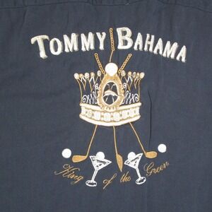 Tommy Bahama Mens XXL Black Silk King of the Green Golf Martini Camp Shirt